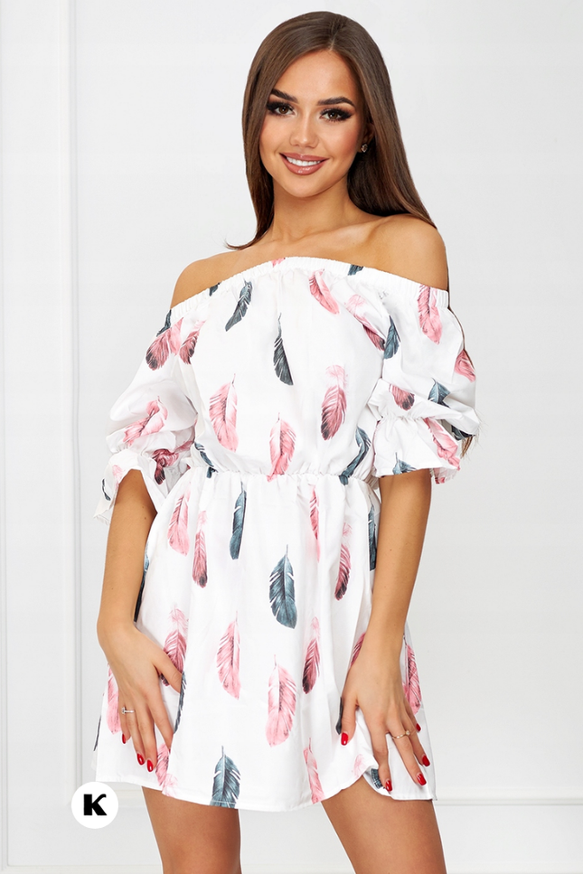 Off shoulder model boho print stijl jurk