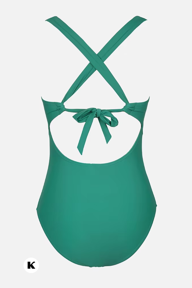 Ruched cross back dubbele halter model badpak