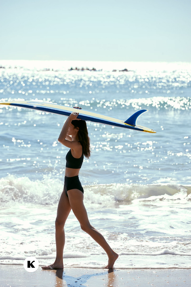 Slim high waisted suspender bikini (video)