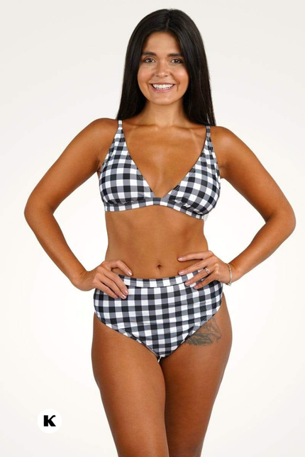 High waisted plaid model bikini