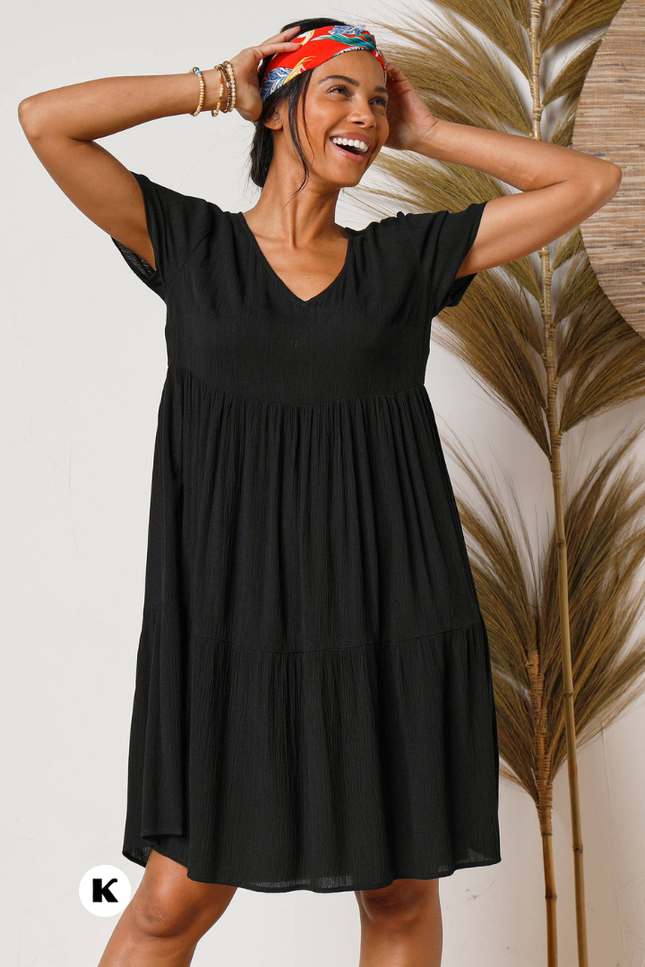 V-hals model effen korte jurk