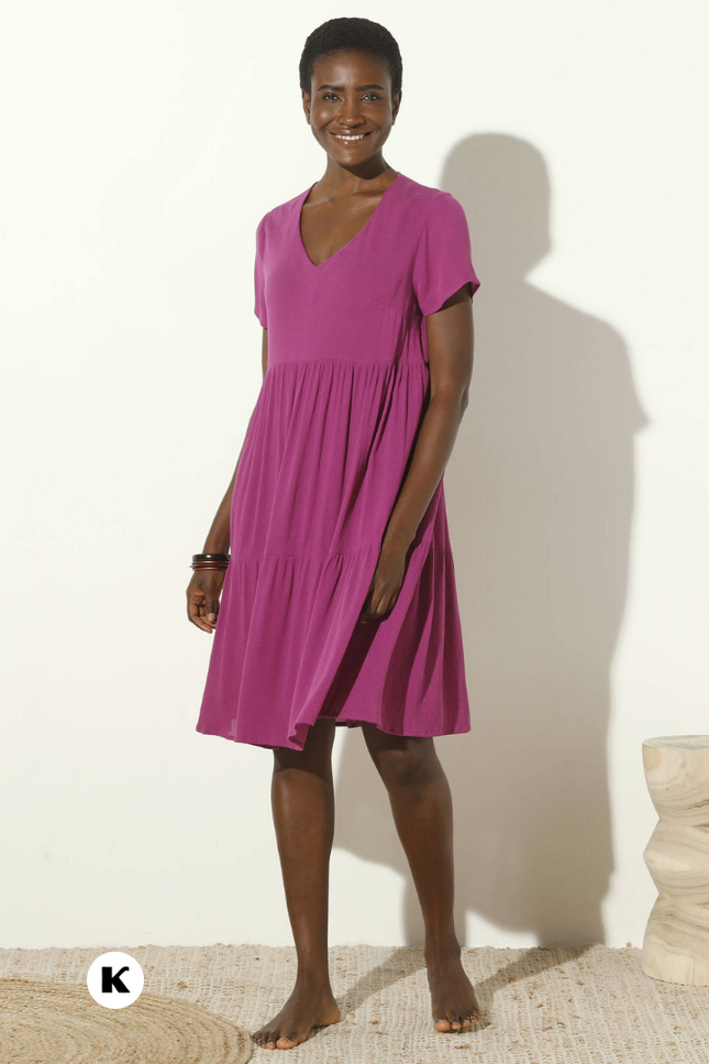 V-hals model effen korte jurk