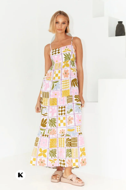 Nieuw bohemian style printed maxi jurk