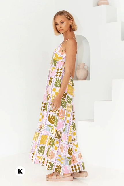 Nieuw bohemian style printed maxi jurk