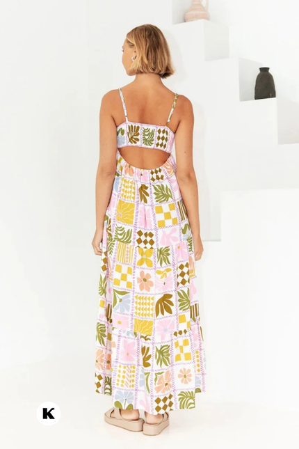 Nieuw bohemian style printed maxi jurk