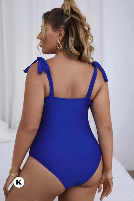 Push up effen-kleurige plus size badpak