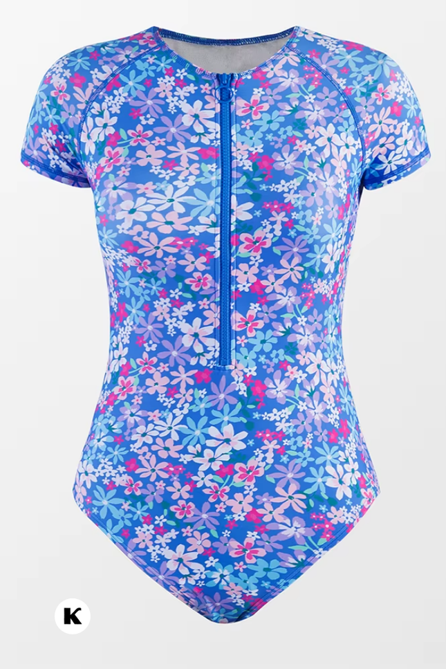 Short sleeve model badpak met ritssluiting