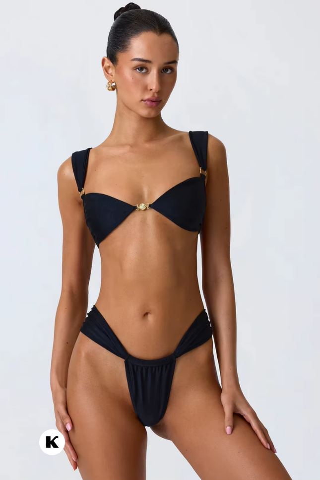 Push up wide strap model thong bikini