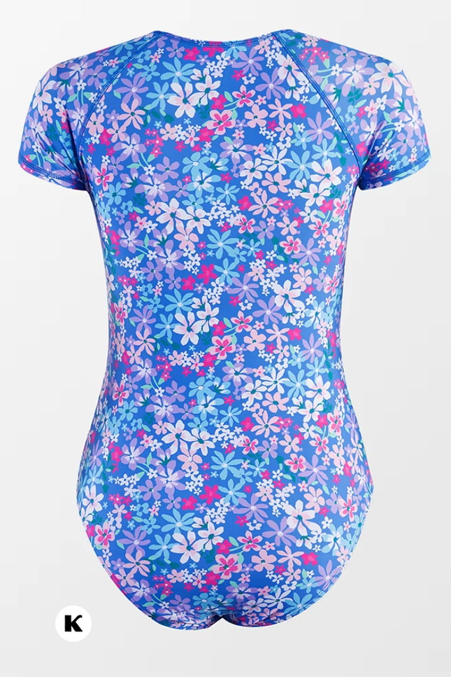 Short sleeve model badpak met ritssluiting