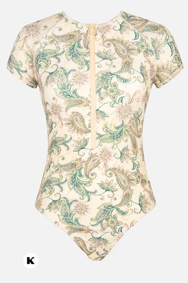 Short sleeve model badpak met ritssluiting