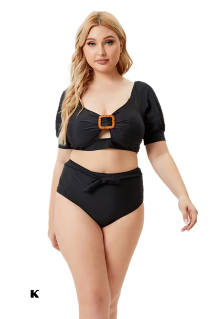 High waisted model square design plus size bikini