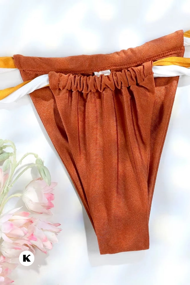 Bruine bandeau model high cut bikini