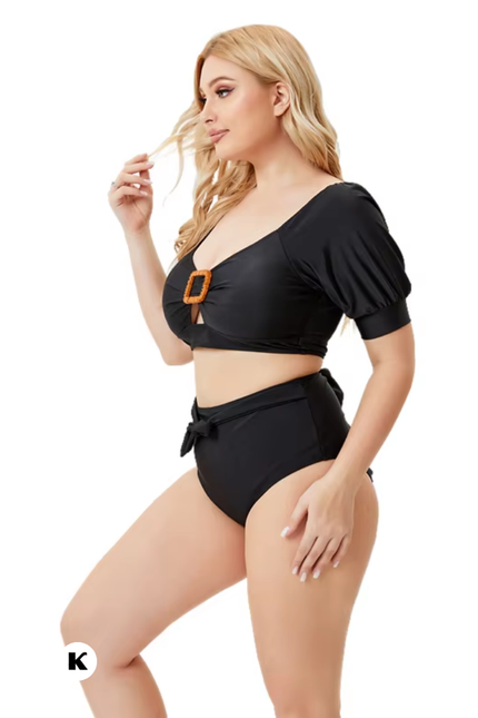 High waisted model square design plus size bikini