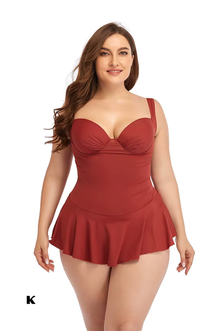Push up ruffle jurk model plus size badpak (video)