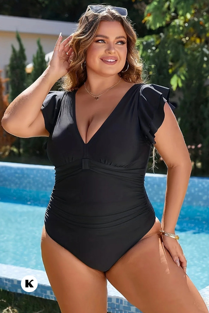 Ruffle shoulder model push up plus size badpak