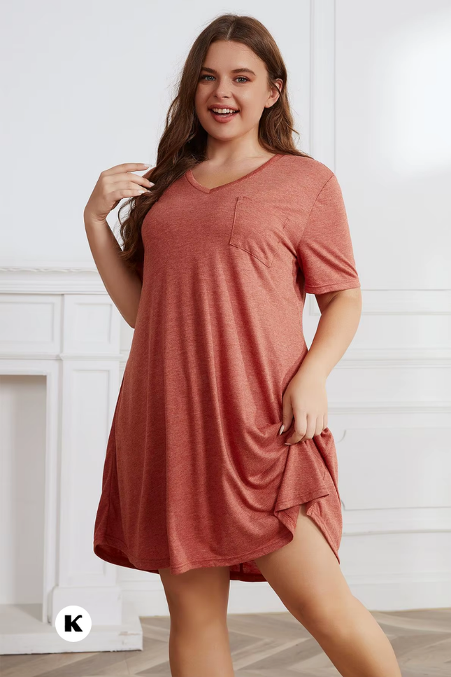 V hals model midi stijl oversized robe plus size jurk