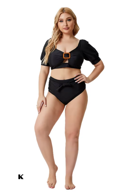 High waisted model square design plus size bikini