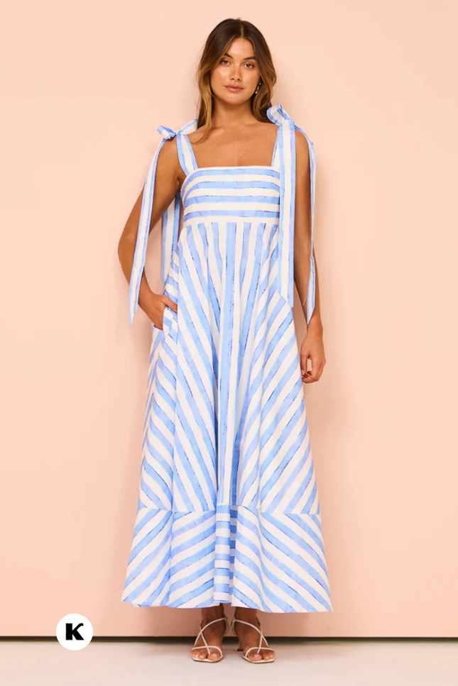 Gestreept model lace up maxi jurk