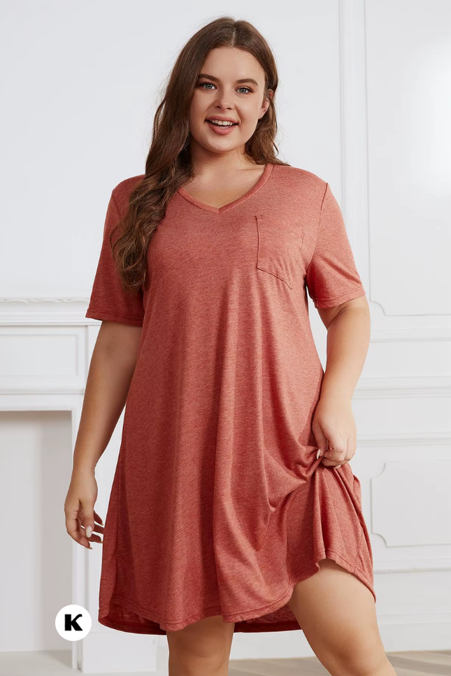 V hals model midi stijl oversized robe plus size jurk