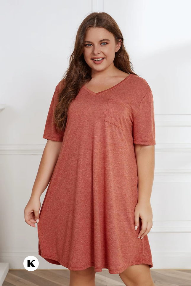V hals model midi stijl oversized robe plus size jurk