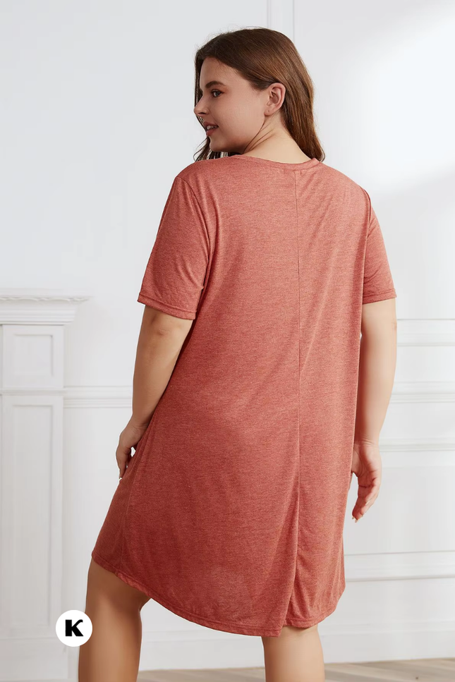 V hals model midi stijl oversized robe plus size jurk