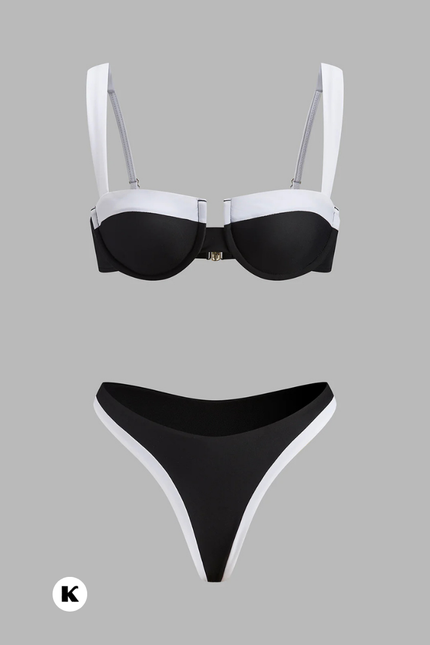 Push up patchwork model high cut bikini