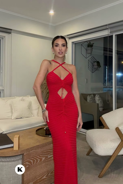 Cut out chic lace up wrap model maxi jurk (video)
