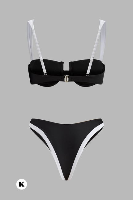 Push up patchwork model high cut bikini