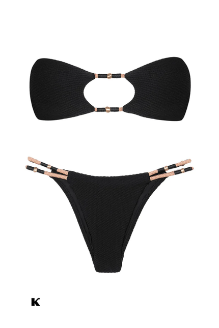 Bamboo design model zwarte mid waisted bikini