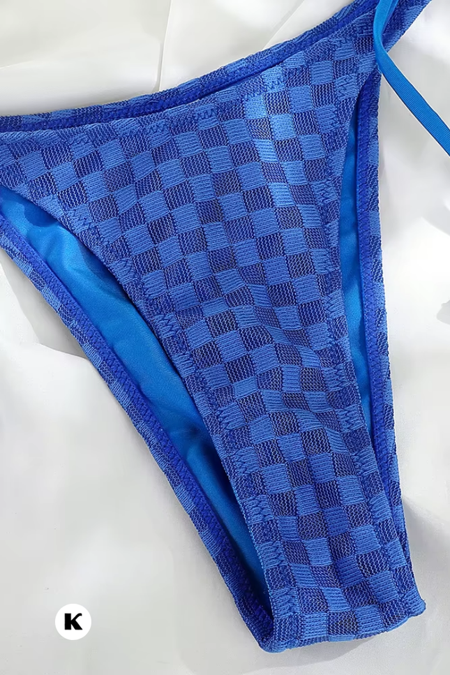 Shiny halter model push up bandage bikini