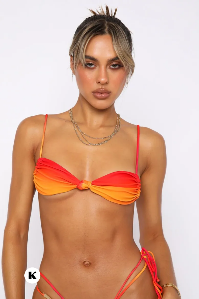 Mixing color stijl oranje push up model bikini