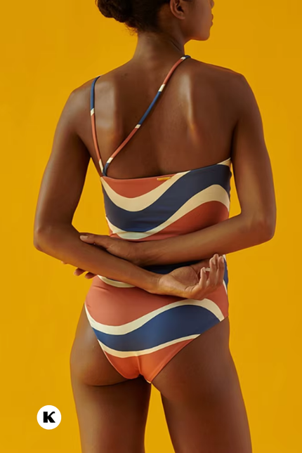 Retro gestreept model designer badpak