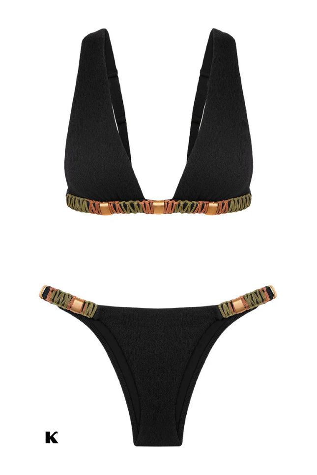 Braided model mid waisted bikini