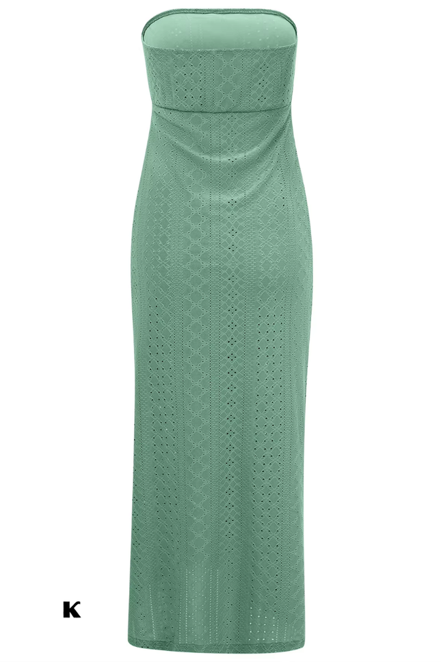 Strapless model backless jurk
