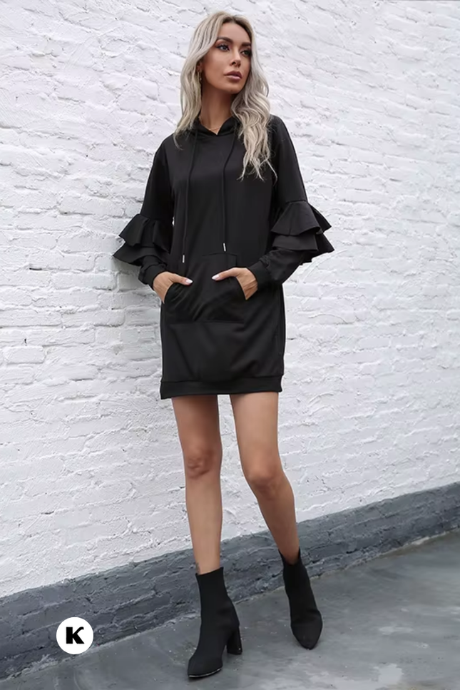 Cross border model layered mouwen design jurk