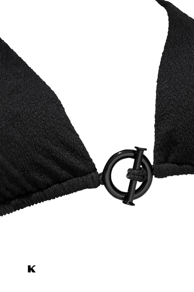 Zwarte black-design ring mid waisted bikini