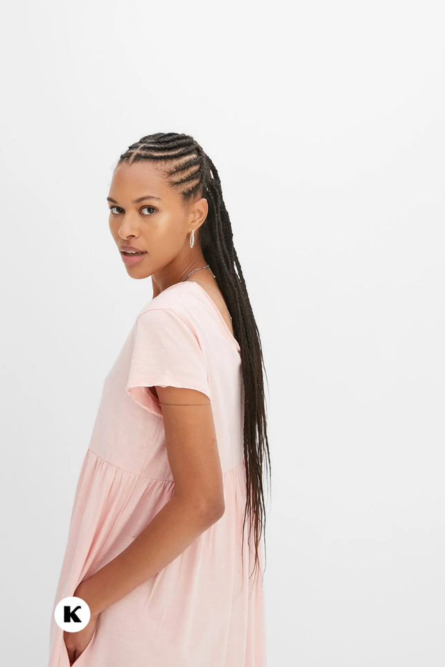 Effen model maxi katoenen jurk