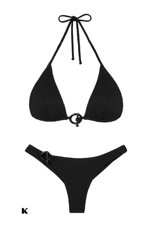 Zwarte black-design ring mid waisted bikini