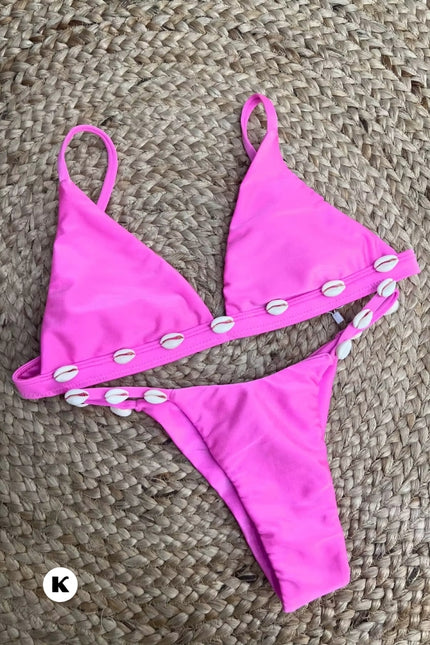 Gold detail-bandeau model high cut bikini