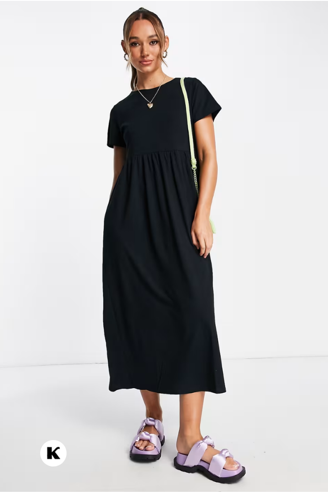 Effen model maxi katoenen jurk