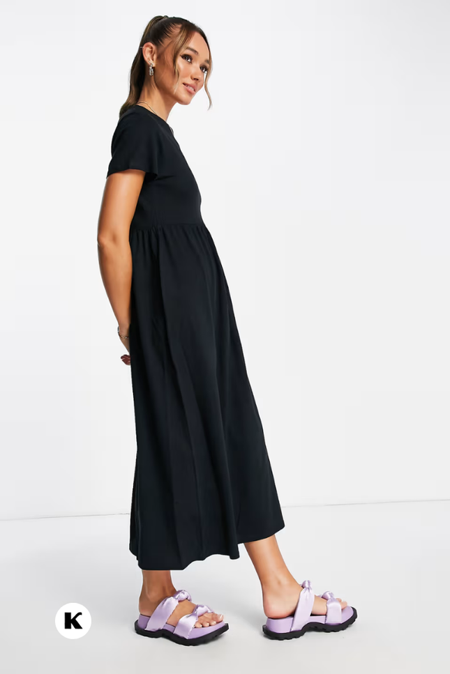 Effen model maxi katoenen jurk