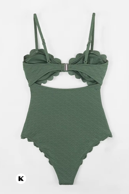 Jacquard knotted model cut out stijl badpak