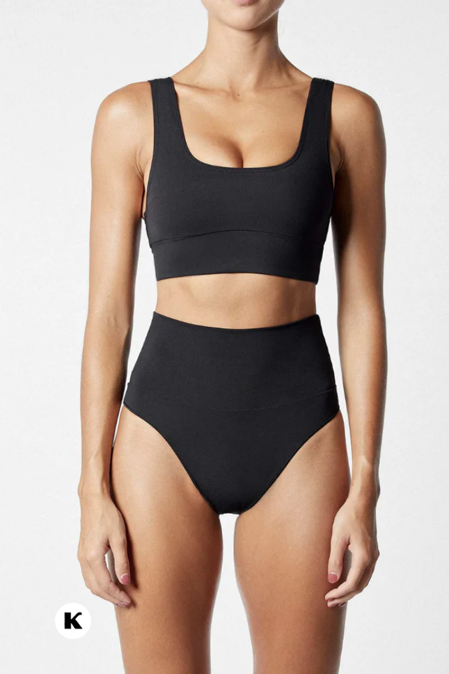 Slim high waisted suspender bikini (video)