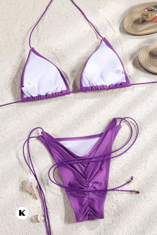 Paarse triangle model micro stijl bikini