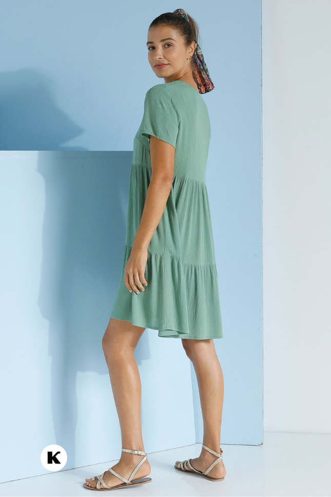 V-hals model effen korte jurk