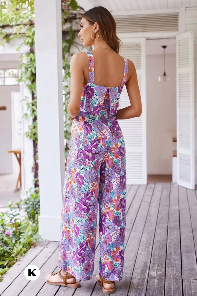 Bloemenprint design comfortabele dames jumpsuit
