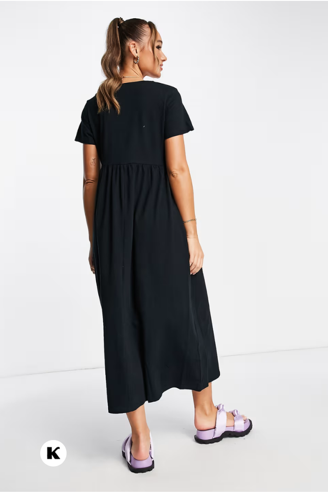 Effen model maxi katoenen jurk