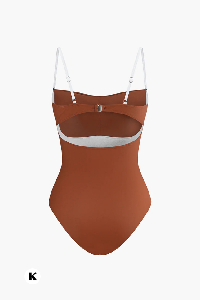 Bruine suit stijl high cut model badpak