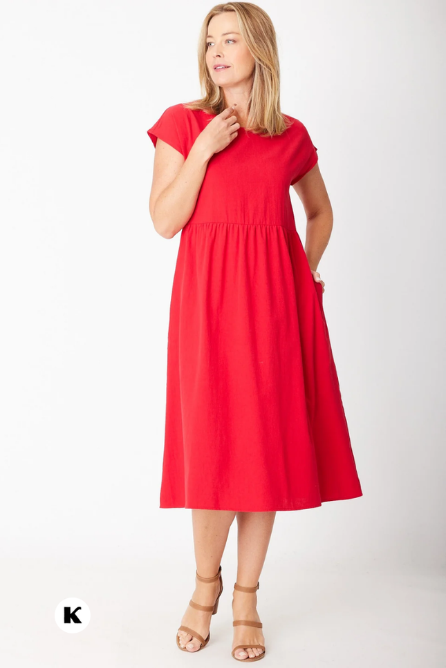 Effen model midi jurk