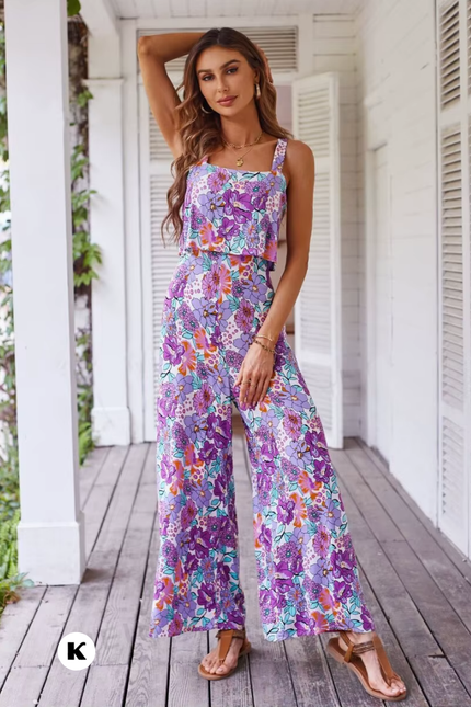 Bloemenprint design comfortabele dames jumpsuit